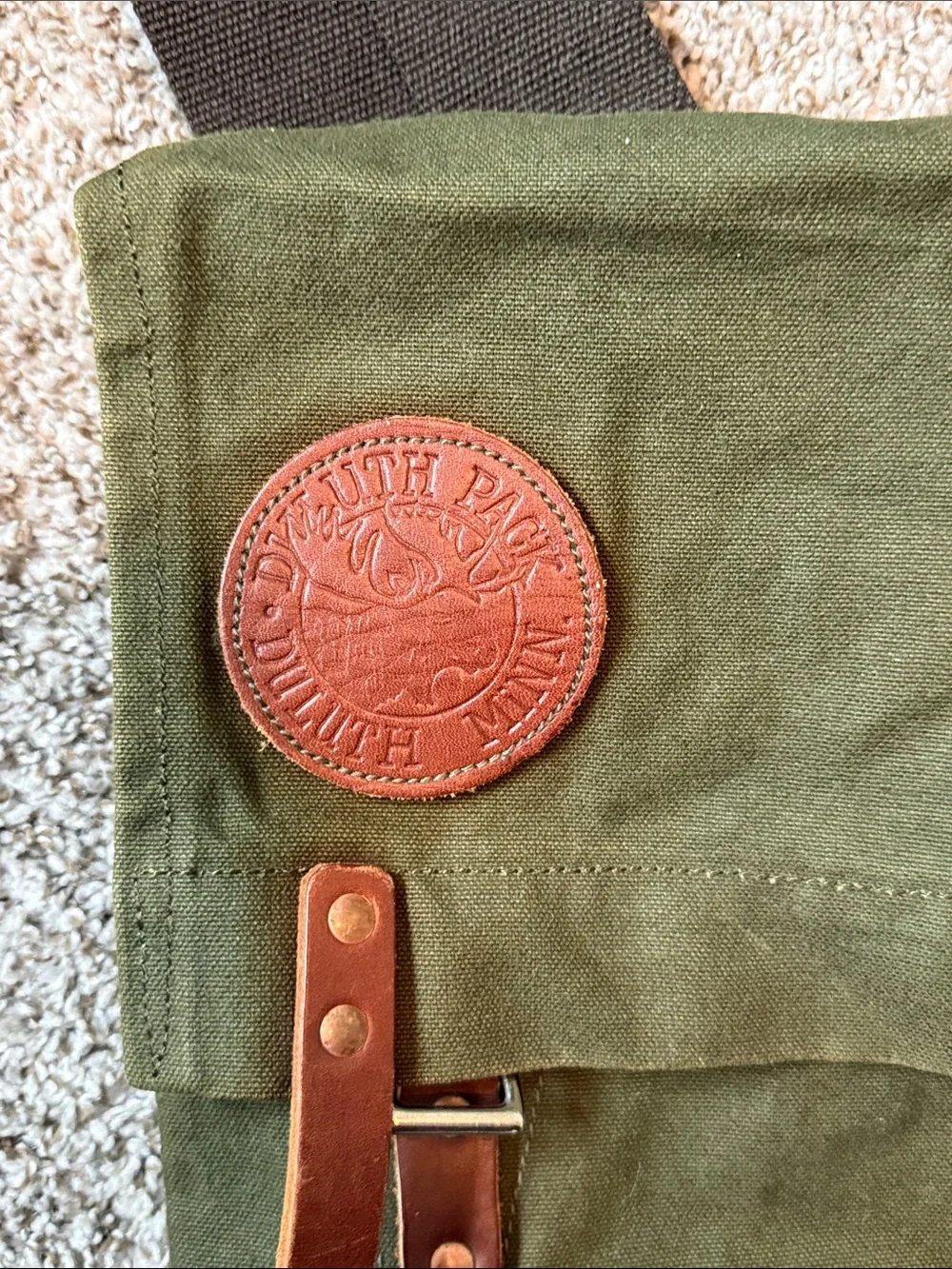 Duluth Pack Scout Bag with Brown Leather Trim - Olive Green